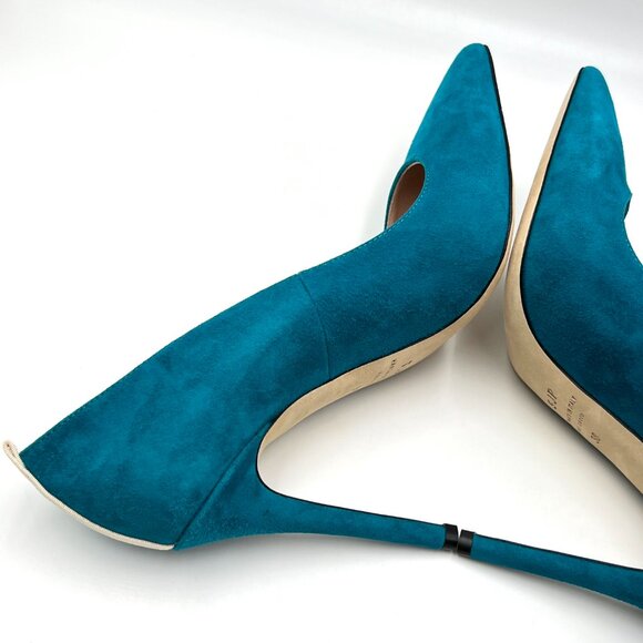 SJP Sarah Jessica Parker EU 38 US 8 Teal Blue Suede Leather Fawn 70 Dress Pumps - Picture 8 of 16